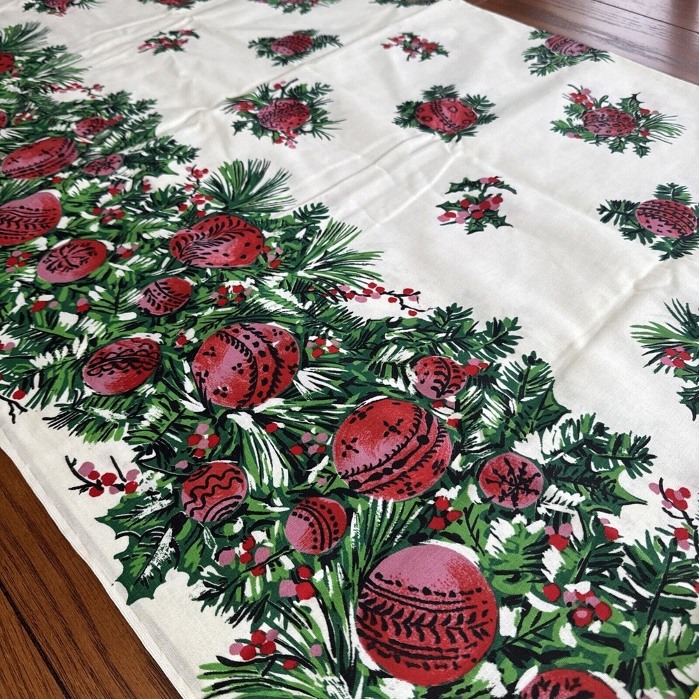 Vtg Springs Mills Fabric Christmas Ornaments  Holiday Retro 65 in x 54 in